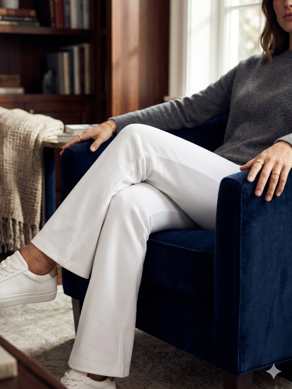 NWT White French Terry Flare Sweatpants Cozy Minimalist Clean Girl Small - Picture 4 of 9